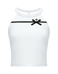 White Bow Halter Tennis Top