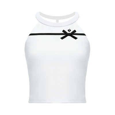 White Bow Halter Tennis Top