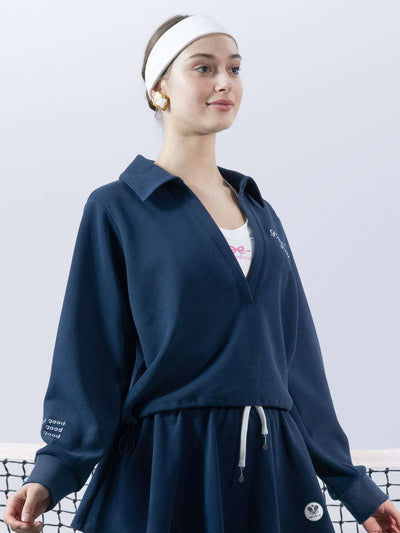 VERONICA Chic Tennis Sweatshirt - Navy Blue