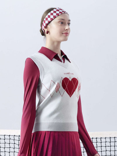 HELOISE Wool Sweater Vest - Heart Red