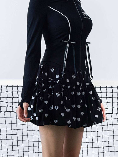 BEULAH Blossom A-Line Skirt - Chanson Black