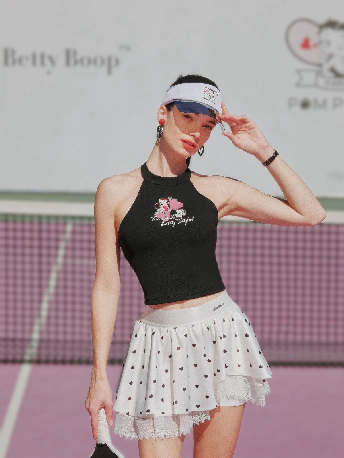 Betty Boop Bow Halter Tennis Top - Paris Black