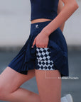 Short Pleated Tennis Skirt Navy Blue - Asymmetrical Charm