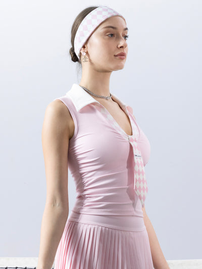 JELENA V-neck Tie Tank Top - Cherry Blossom Pink