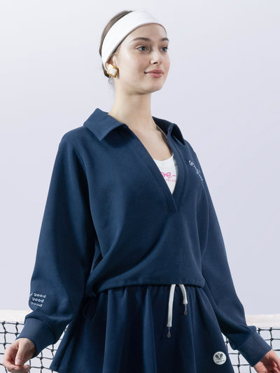 VERONICA Chic Tennis Hoodie - Navy Blue