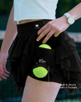 Spin™ Petal Tiered Tennis Skirt - Black
