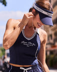 Checkered Cooling Tennis Visor - Navy