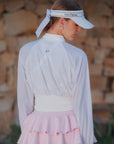 Cropped UV Tennis Jacket with Waist Cinch - White