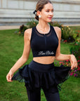 Spin™ Tiered Chiffon Skirt Leggings - Black