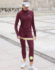 SCULPTING RIB™ Skirted Tennis Leggings - Red