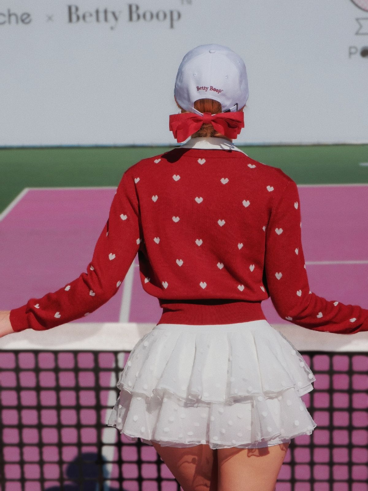 Betty Boop Heart Knit Cardigan - Paris Red