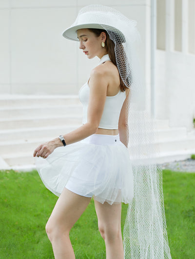 Lola Double Layer Mesh Pure White Tennis Skirt