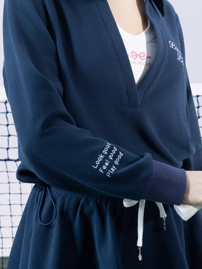 VERONICA Chic Tennis Hoodie - Navy Blue