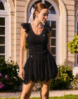 Poise™ Petal V-Neck Tennis Tank - Black