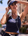 Checkered Cooling Tennis Visor - Navy