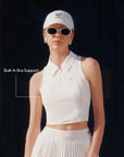 Half-Zip Polo Tennis Tank - White