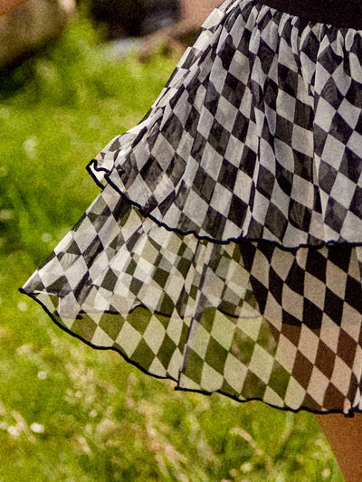 Spin™ Diamond Tiered Skirt-Black