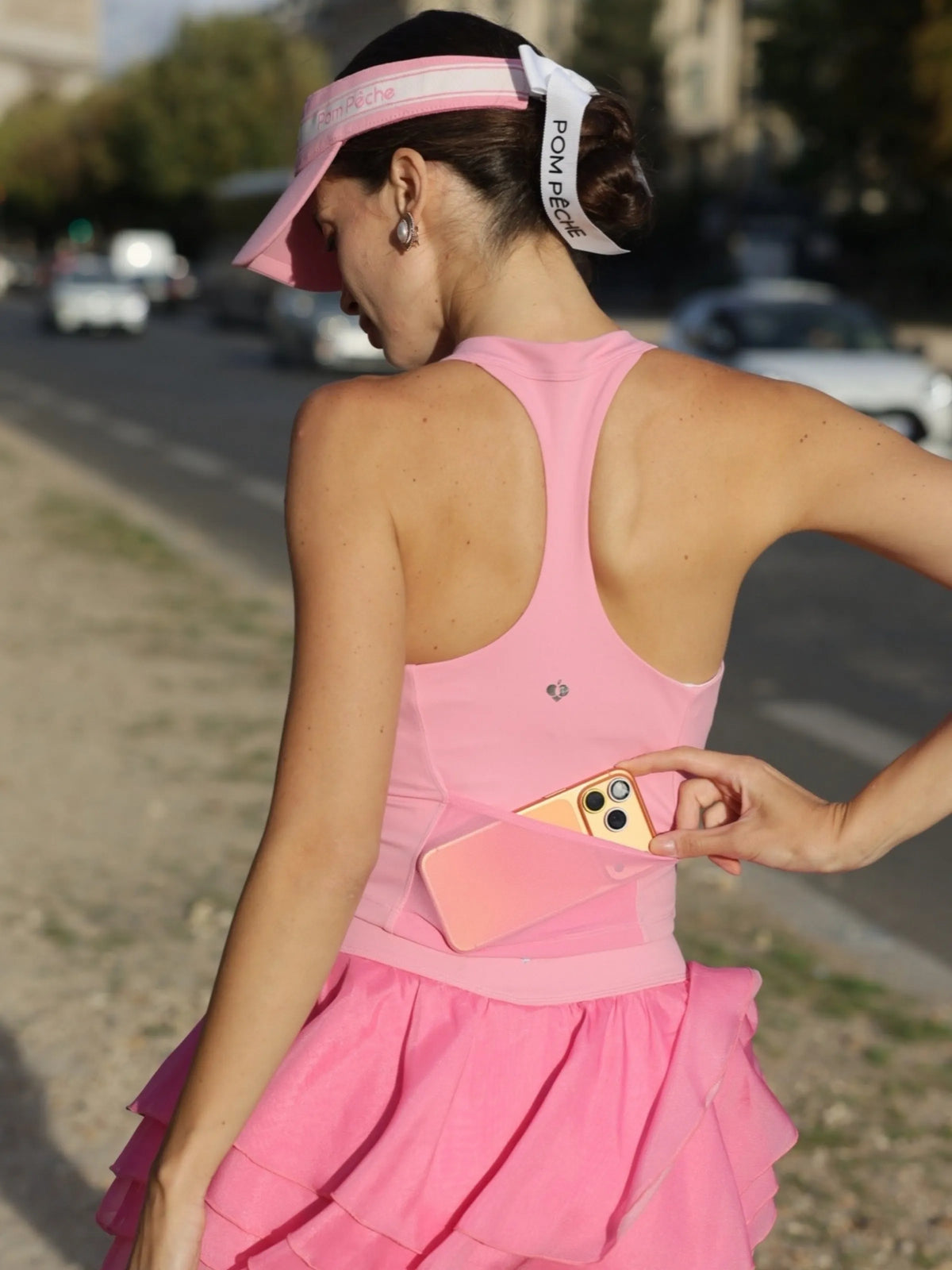 Zip-Neck Halter Racerback Tank - Rose Pink