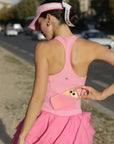 Zip-Neck Halter Racerback Tank - Rose Pink