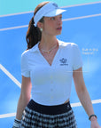 Button-Up Cropped Tennis Polo White - Short Sleeve