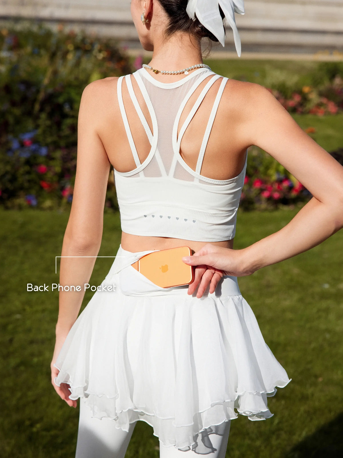 Spin™ Tiered Chiffon Skirt Leggings - White