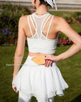 Spin™ Tiered Chiffon Skirt Leggings - White