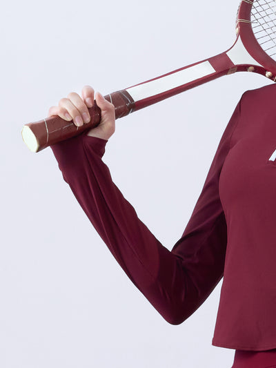 EVIE Collared Long-sleeve Top - Ankara Red