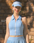 Tennis Zip Tank Top - Sky Blue
