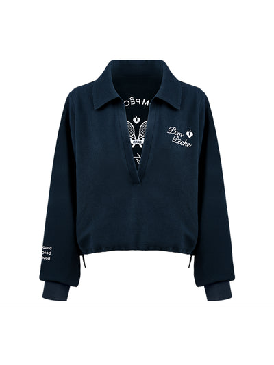VERONICA Chic Tennis Hoodie - Navy Blue