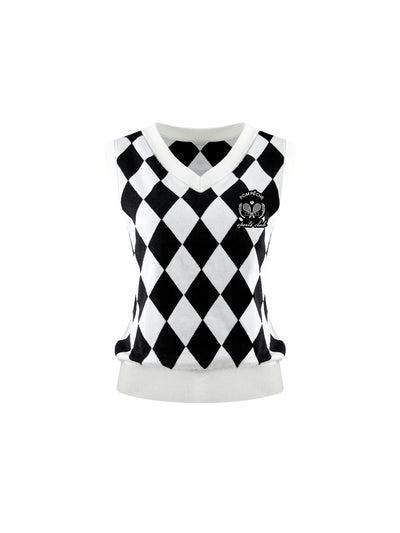 GRETCHED Wool Sweater Vest - Checkerboard