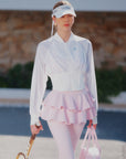 Cropped UV Tennis Jacket with Waist Cinch - White