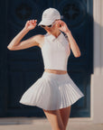 Half-Zip Polo Tennis Tank - White