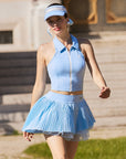 Tennis Zip Tank Top - Sky Blue