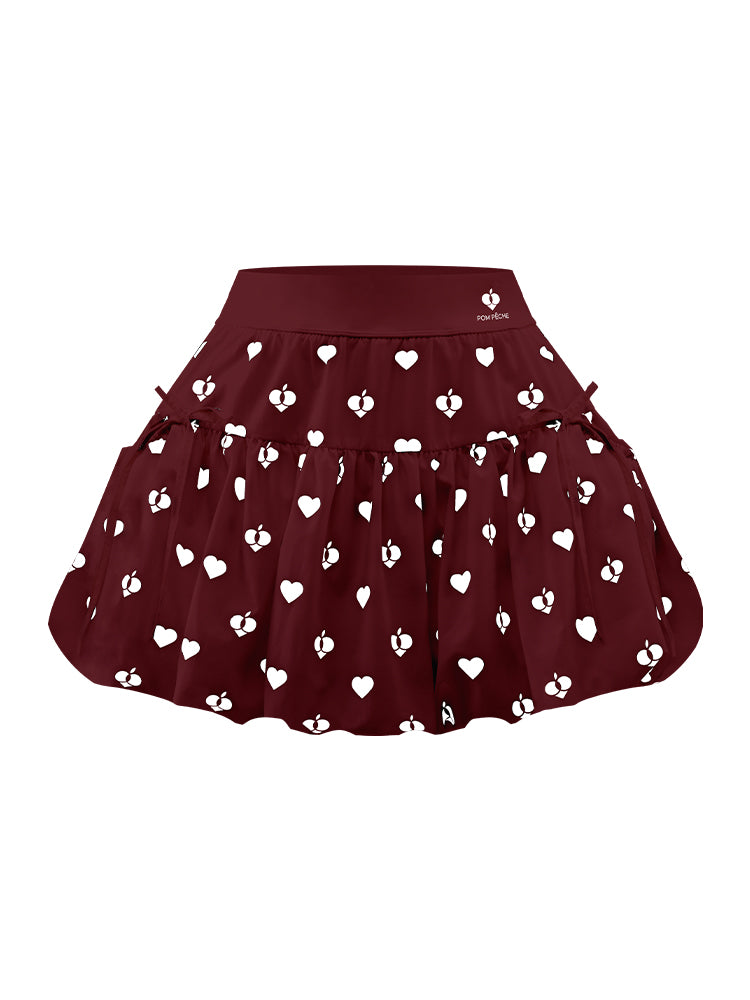 Bubble A-Line Tennis Skirt - Wine Red