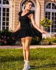 Poise™ Petal V-Neck Tennis Tank - Black