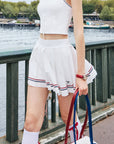 High Rise Tennis Skirt with pockets White - Limited Edition