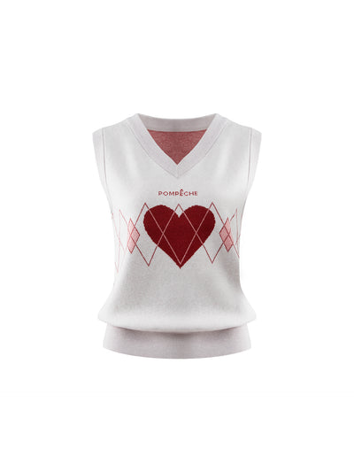 HELOISE Wool Sweater Vest - Heart Red