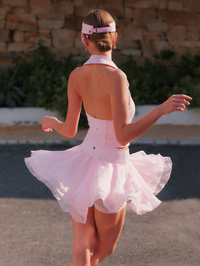 Rose Halter Polo & Petal Tiered Tennis Set – Pink