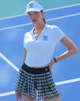 Button-Up Cropped Tennis Polo White - Short Sleeve