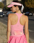 Zip-Neck Halter Racerback Tank - Rose Pink