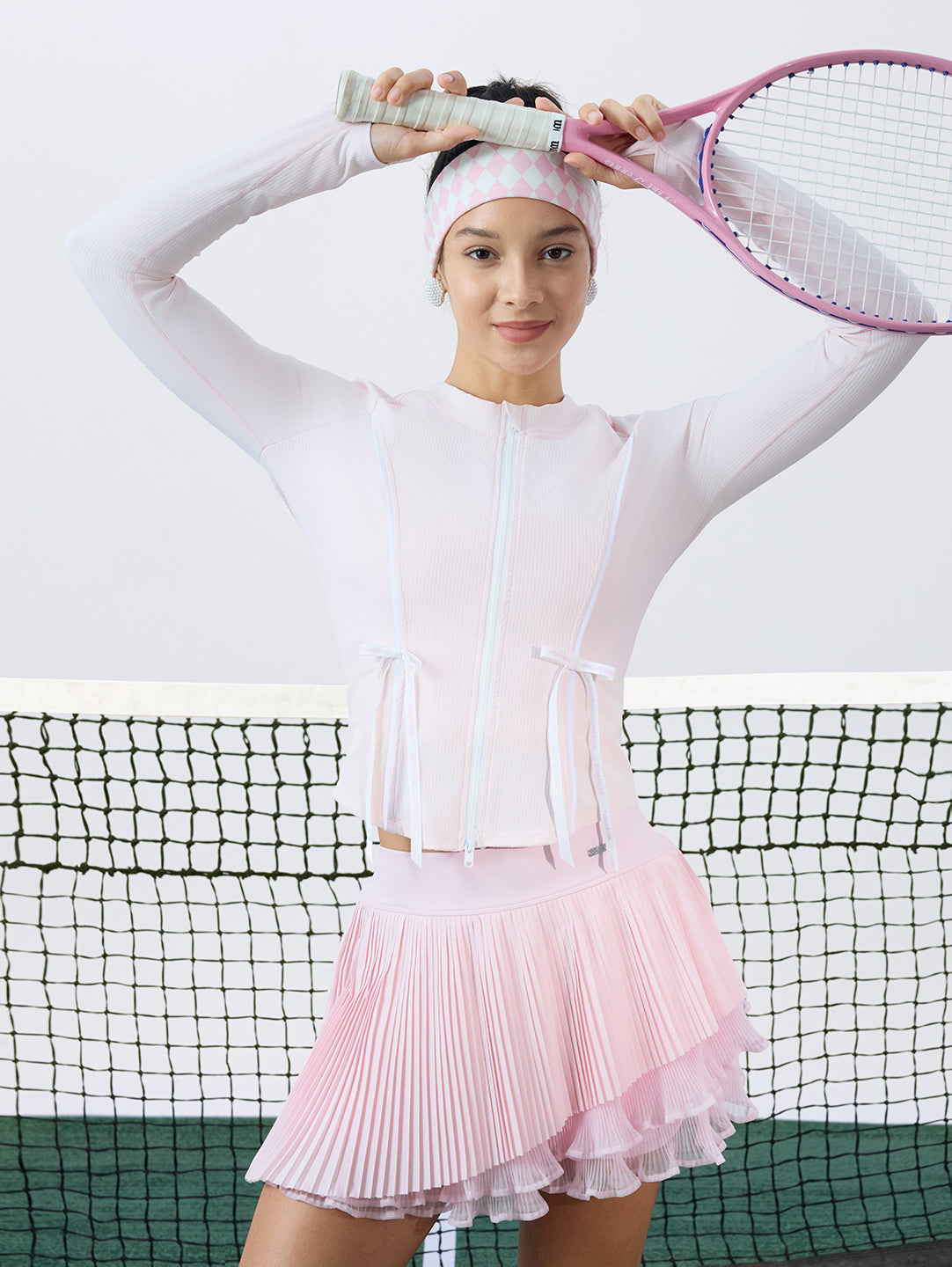 ISABELLA Bow Zip-Up Top - Cherry Blossom Pink