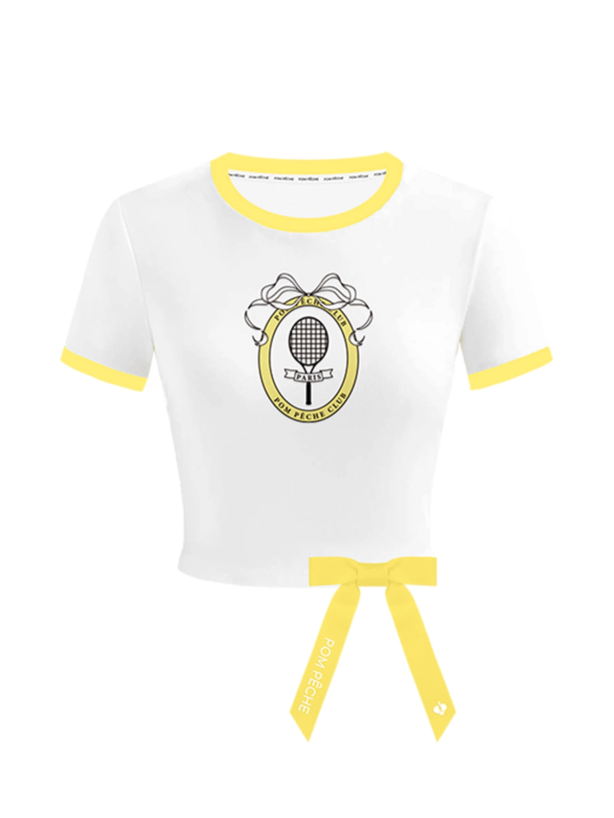 Contrast Trim Tennis Tee - White &amp; Yellow