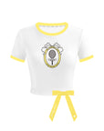 Contrast Trim Tennis Tee - White & Yellow