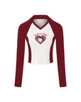 Betty Boop Long Sleeve Top - White & Paris Red