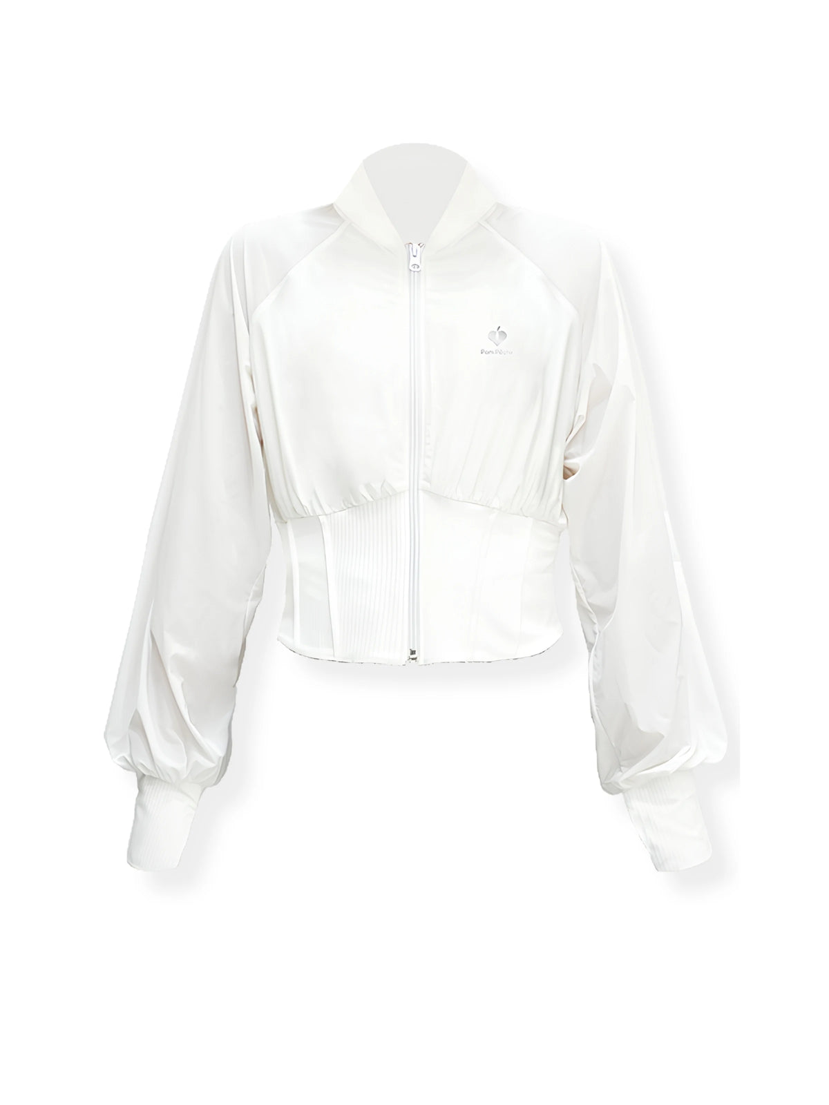 Cropped UV Tennis Jacket with Waist Cinch - White