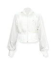 Cropped UV Tennis Jacket with Waist Cinch - White