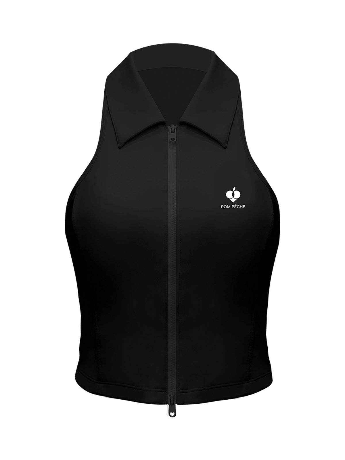 Tennis Zip Up Tank Top - Black
