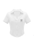 Button-Up Cropped Tennis Polo White - Short Sleeve