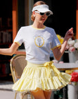 Contrast Trim Tennis Tee - White & Yellow