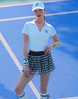 Button-Up Cropped Tennis Polo White - Short Sleeve